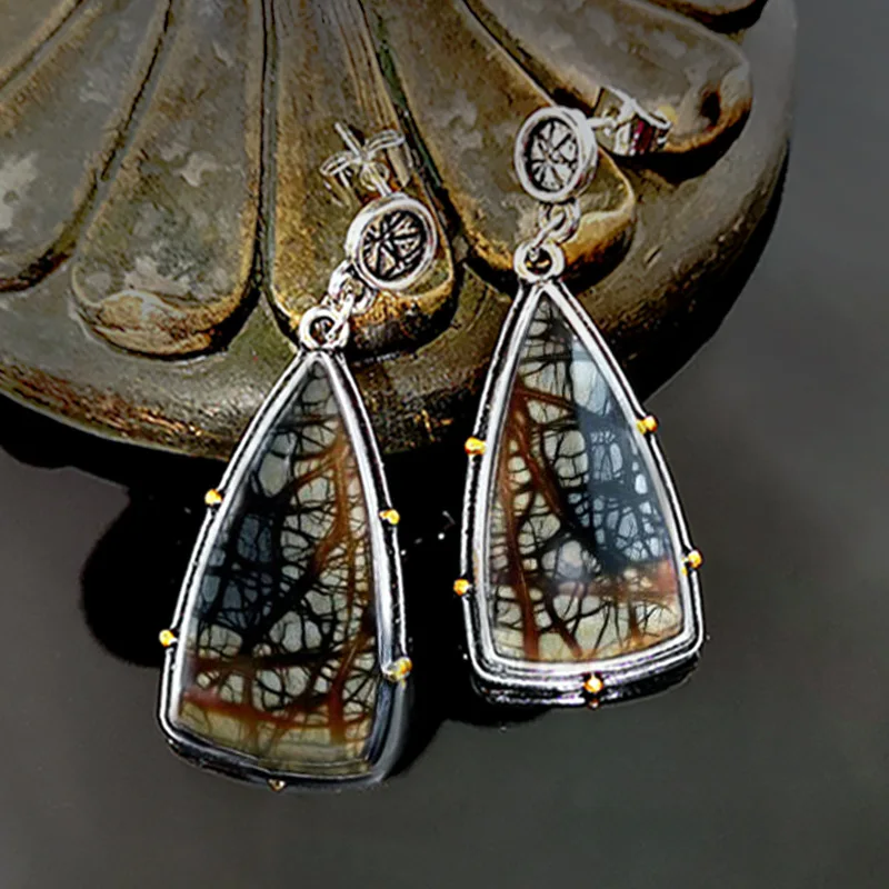 

Vintage Bohemian Druzy Resin Geometric Dangle Earrings for Women Indian Stud Earring Wedding Party Jewelry Gifts Accessories