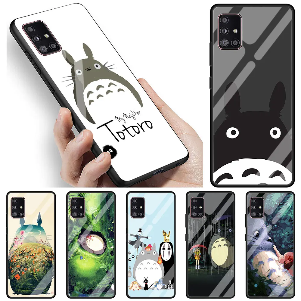 

My Neighbor Totoro Glass Phone Case For Samsung Galaxy A51 A71 A50 A21s A52 A70 A72 A31 A10 A91 A30 A40 A41 A11 A12 5G Cover