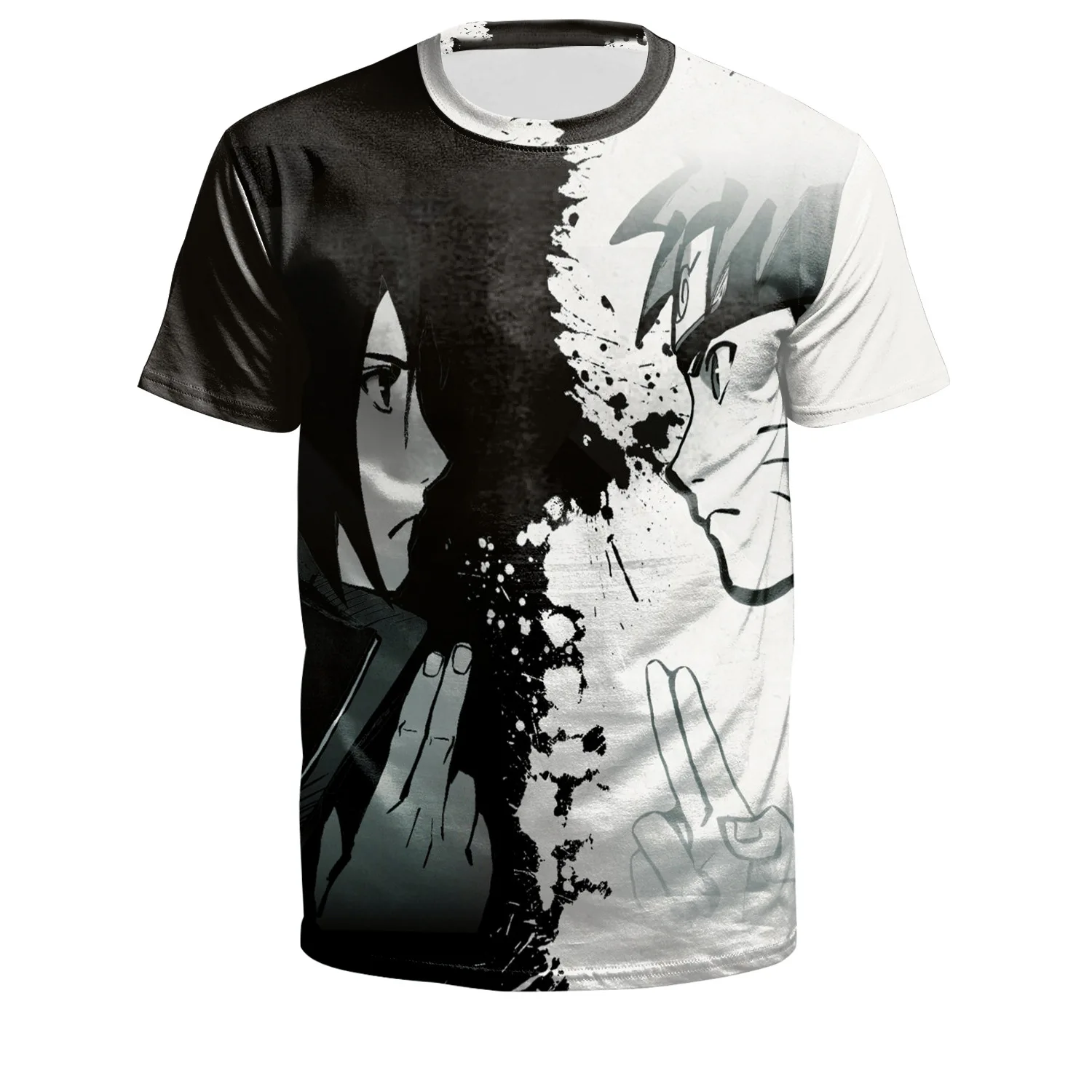 

2021 Hot New Animation Character Anime Naruto Uzumaki Sasuke Uchiha 3D Digital Printing Short Sleeve T-shirt For Women And Men