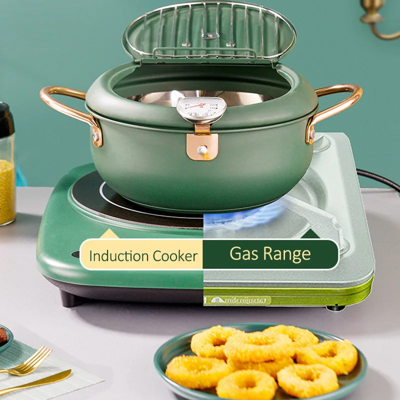 Глубокая Сковорода с горшок градусник и крышкой 304 Нержавеющая сталь Кухня