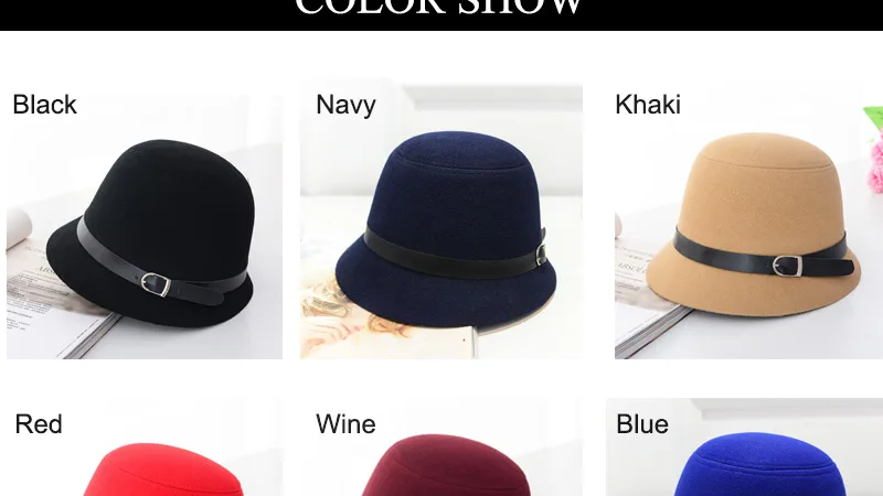 Горячее предложение женский котелок из шерсти Fedoras зимний женский топ Шляпа Сплошной Цвет фетровая шляпа-цилиндр Дамская винтажная Кепка элегантная