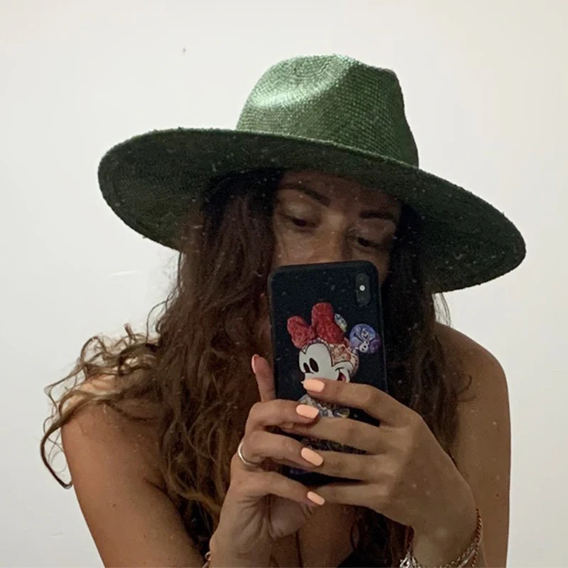 

Fashion Precious Grass Beach Hat For Women Summer Panama Hats Ladies Church Hat Vacation Sun Caps 8.5 Brim