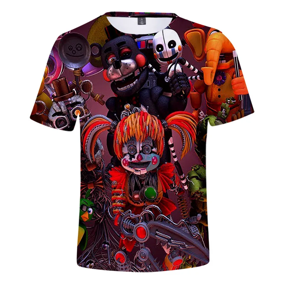 Fnaf/футболка с 3D принтом Новинка года, футболка FNAF для мальчиков летняя уличная футболка s Five Nights at Freddy's топы с аниме, мужская одежда