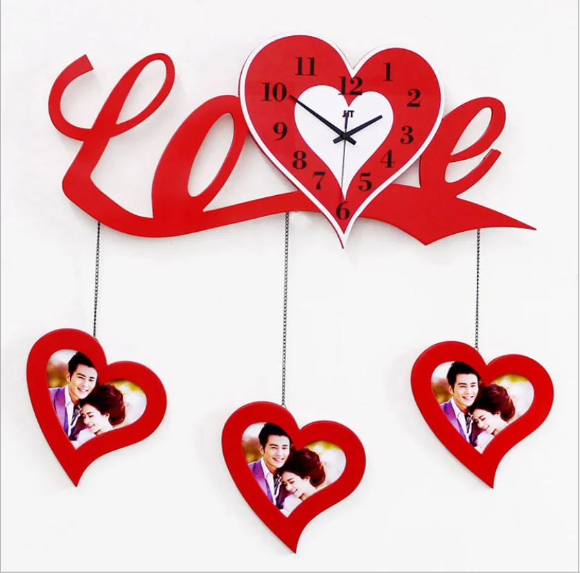 Креативные деревянные Рукоделие Настенные часы Любимое свадебное украшение