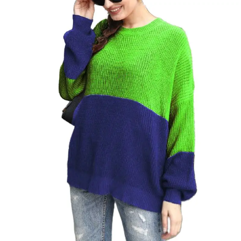 Женский свитер с длинными рукавами-фонариками повседневный Свободный вязаный