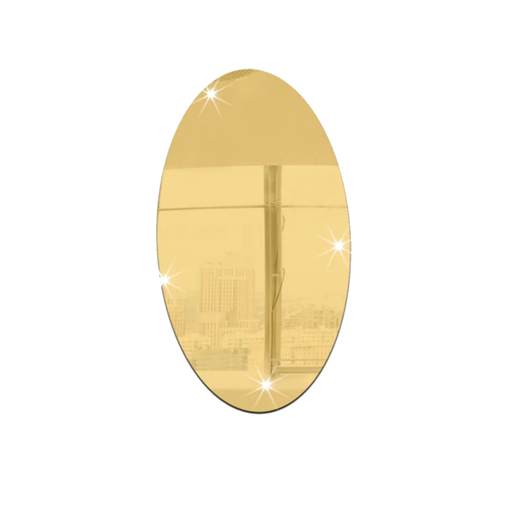 gold oval TTLIFE простые прямоугольные овальные зеркальные настенные стикеры s декоративные аксессуары для дома DIY акриловые оконные наклейки стеклянные пленки 27x20 см - Цвет: gold oval