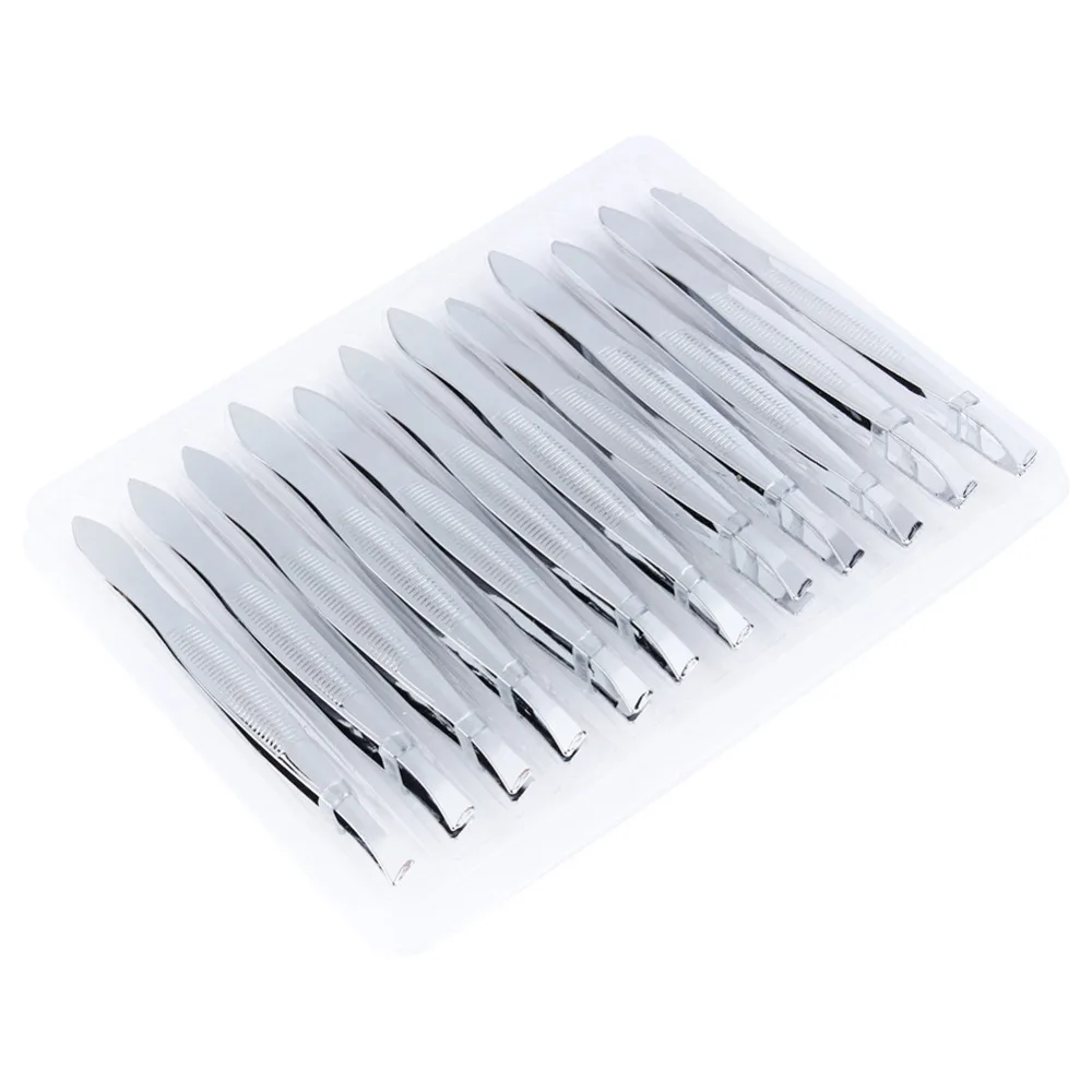 Профессиональный 12 шт Нержавеющая сталь для бровей Пинцет из нержавеющей стали