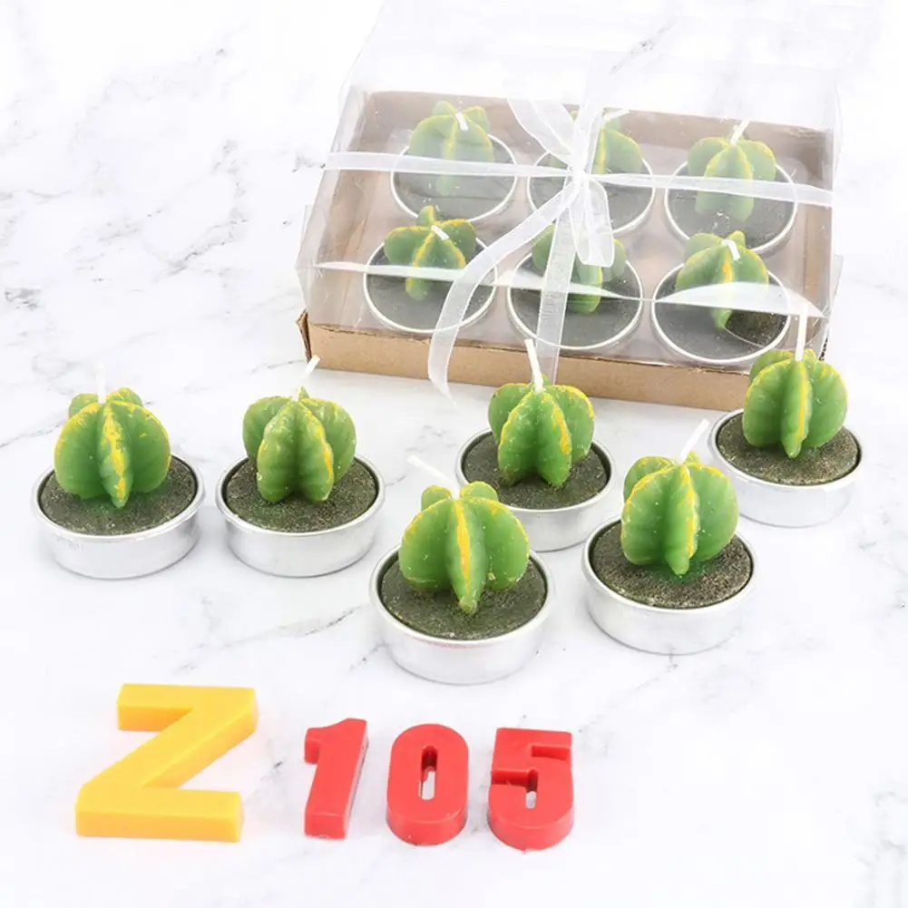 6 шт./компл. 3D Искусственные кактусовые свечи имитация растений о декоративном