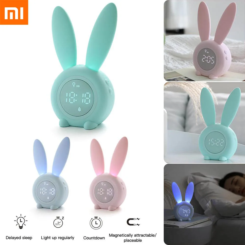 

Xiaomi Youpin Portable cute rabbit shape digital alarm clock with LED sound night light rechargeable watch wall clock