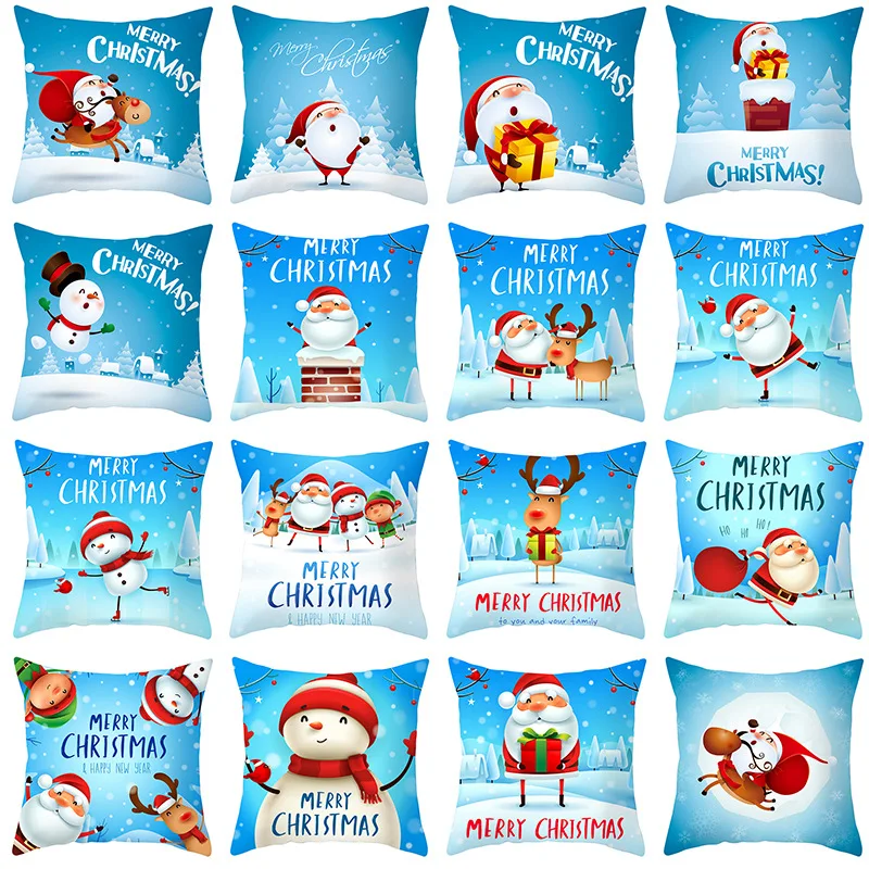 

45x45cm Merry Christmas Pillow Case Snowman Elk Pillow Cover Feliz Navidad Xmas Decor For Home 2022 Kids Favor Santa Claus Gifts