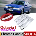 Хромированная накладка на дверную ручку для Skoda Octavia I A4 1U 1996  2004, автомобильные аксессуары, Набор наклеек, 1997 1998 1999 2001 2002 2003
