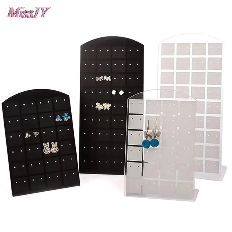 

48 Holes Jewelry Organizer Stand Black White Plastic Earring Holder Pesentoir Fashion Earrings Display Rack Etagere