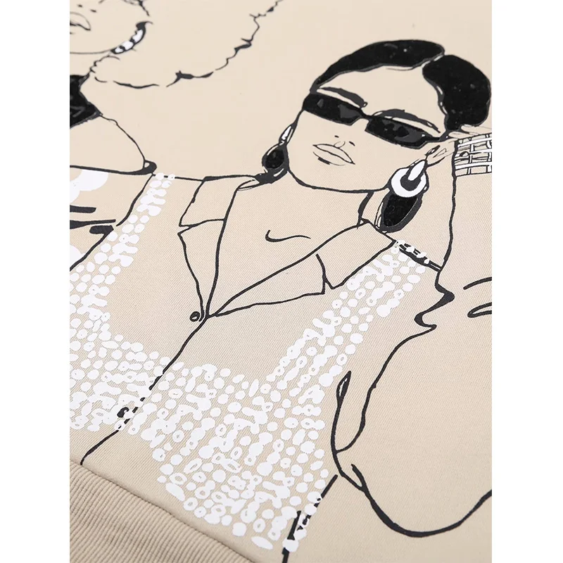 2021 новые женские свитшоты красивые девушки печатных с длинным рукавом o образным