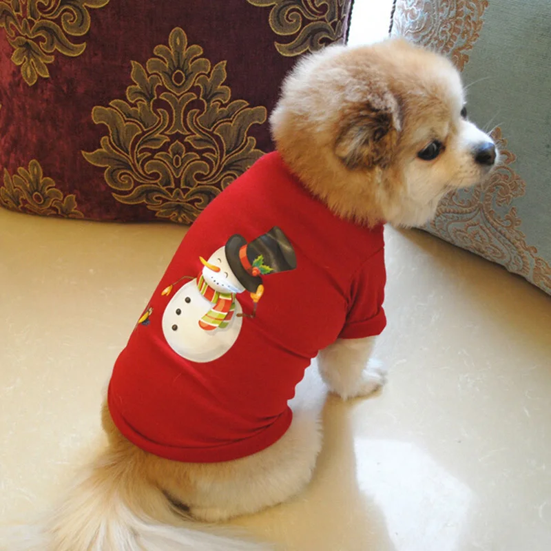 Рождественская футболка для собак одежда щенков кошек пуловер с изображением