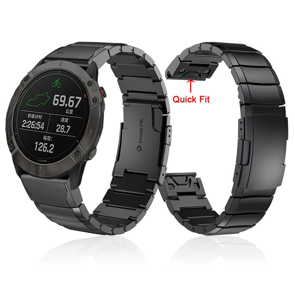 Браслет из нержавеющей стали для Garmin Fenix 6X Pro металлический быстросъемный ремешок
