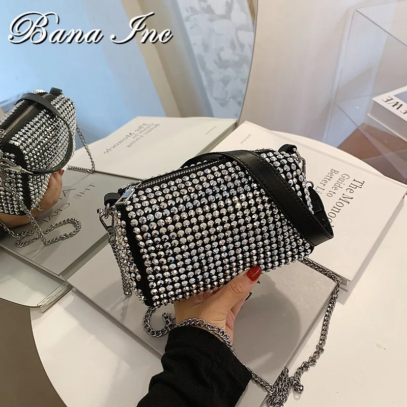 

Small Shoulder Bags For Woman Bright Diamonds Clutch Bag Lady Retro Armpit Handbag And Purse Chain Mini Cross-body Bags