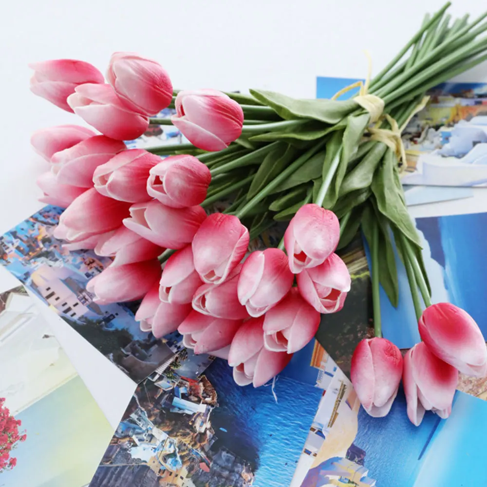 

Artificial Flower PU Tulip Artificial Flower Bouquet Wedding Decoration DIY Home Artificial Flower Decoration Tulip Nine A Bunch