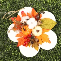 thanksgiving wreath pumpkin berries maple leaves garlands harvest day themed hanging fall wreath for front door welcome sign