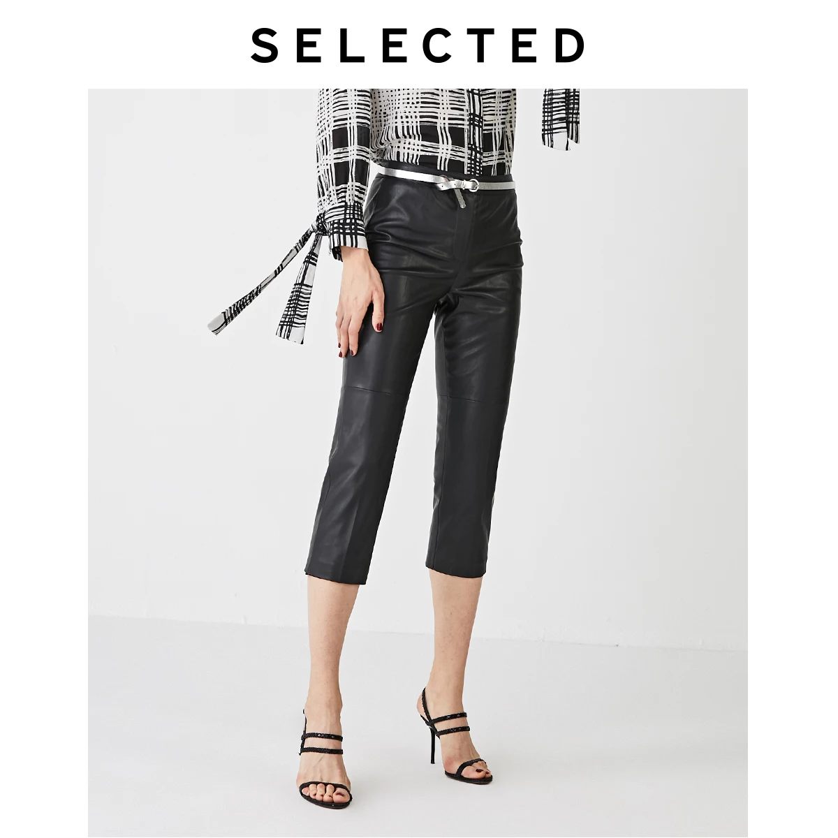 

SELECTED Women's PU Fabric Pure Color Straight Regular Fit Pants S|419314504