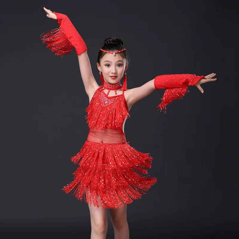 Платье для школьных тренировок девочек платье латиноамериканских танцев с