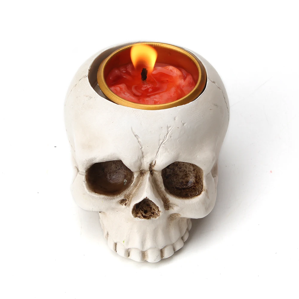 

Small Skull Head Ashtray Candlestick Candle Holder Tray Molds Silicone Craft Clay Mould for Concrete Resin Pot Making