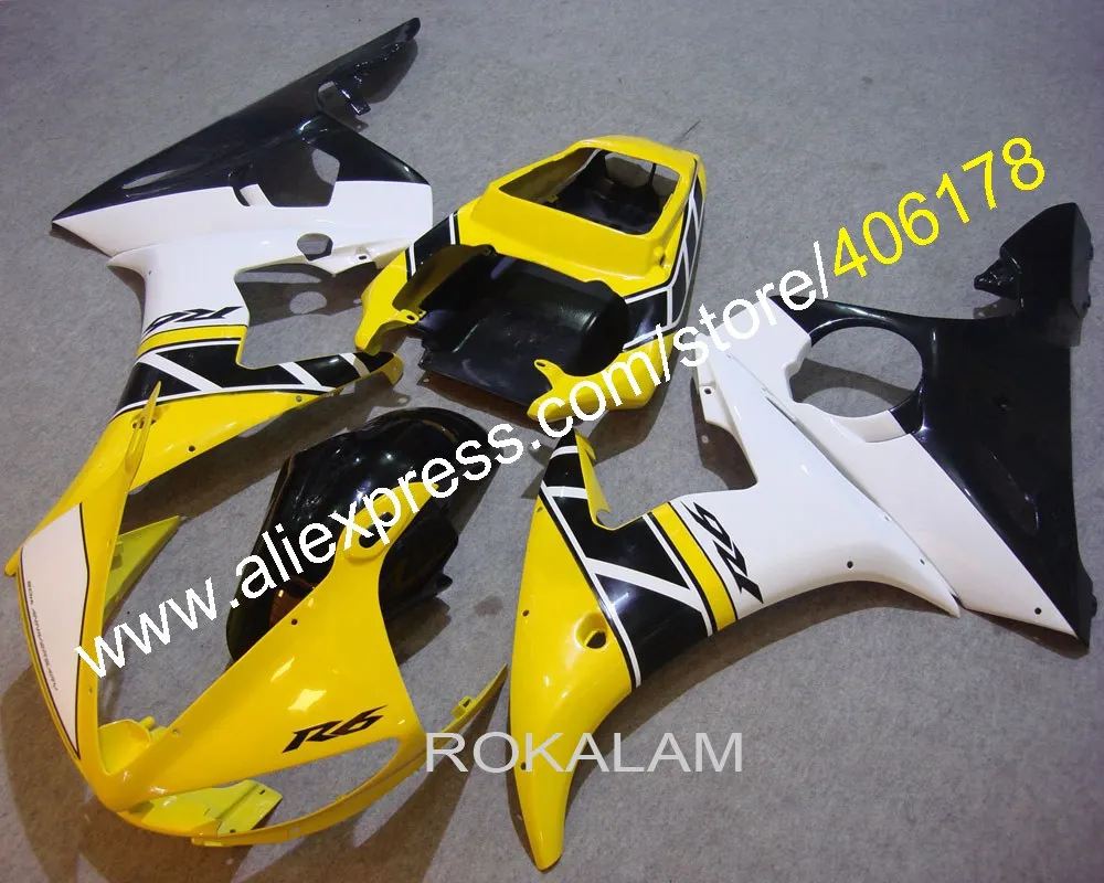 

YZF600 R6 03 04 Fairing For Yamaha YZF R6 2003 2004 Sport Motorcycle Yellow White Fairing (Injection Molding)