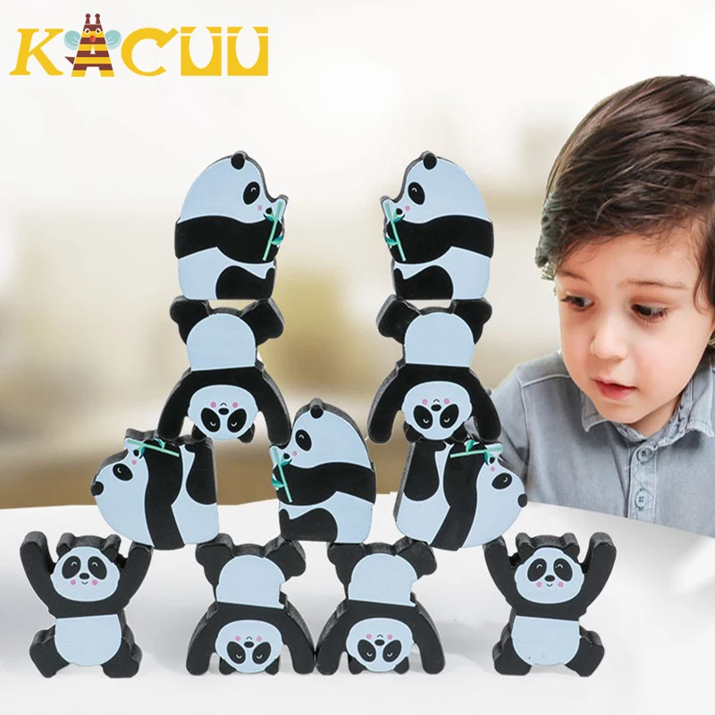 Милая панда складные блоки деревянная балансирующая игра игрушка для детей