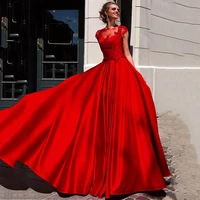 satin lace gown elegant long party dresses evening 2020 formal dresses women arab dresses evening plus size vestido longo
