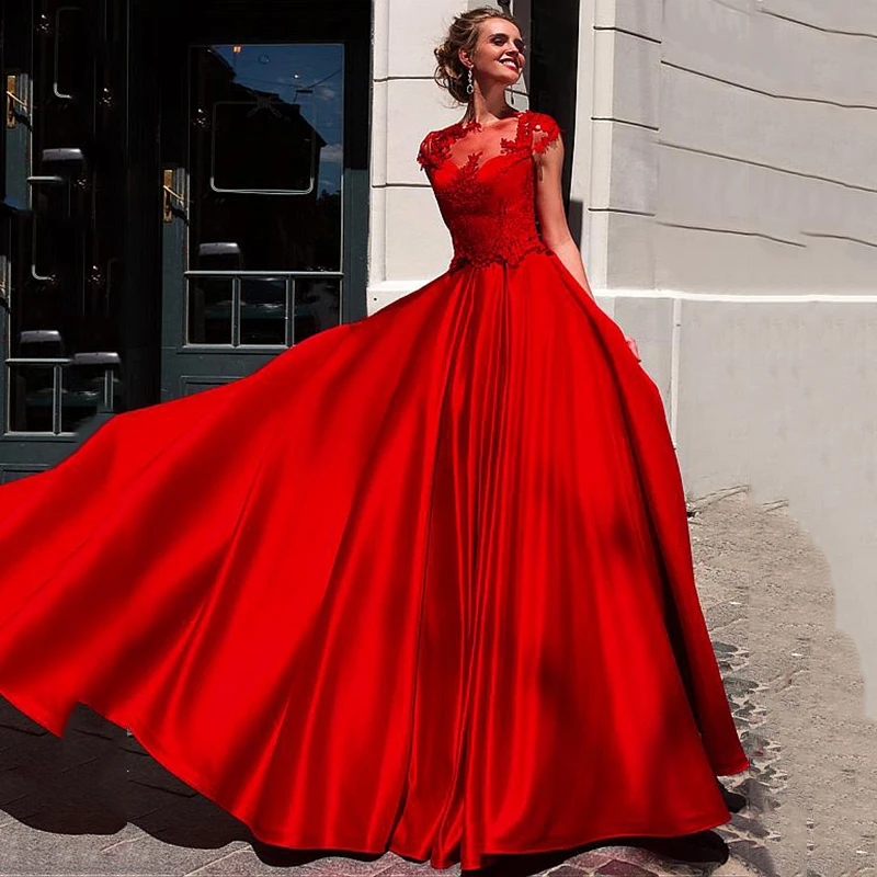 Атласное кружевное платье Элегантное длинное вечернее 2020 вечерние платья