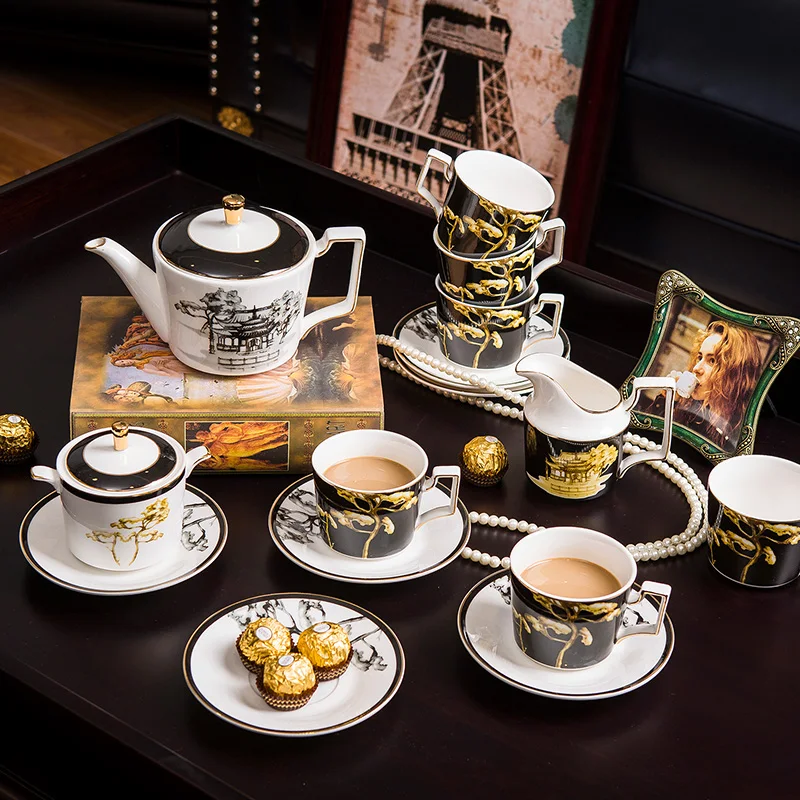 

Afternoon Tea Set Bone China Coffee Set Teaset Teapot Coffeepot Creamer Sugar Bowl Teatime Coffeeware Drinkware Kitchen Supplie