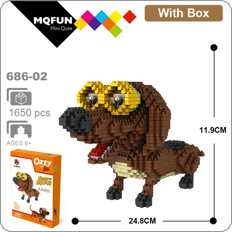 PZX милые Мультяшные мини блоки собака аниме строительные игрушки животные
