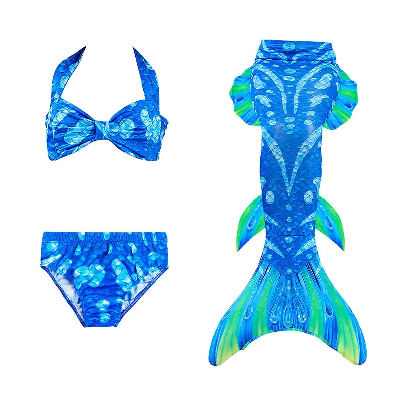

Girls Mermaid Tail Cosplay Costume Swimsuit with Fins Girls Swimming Bikini Bra Skirt Set Mermaid Swimwear Beach Bathing Clothes