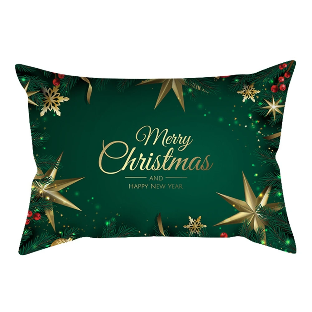 

New Christmas Decorative Pillowcase Gold Snowflakes Sofa Waist Pillows Cover Livingroom Lumbar Cushions Home Decor 30X50CM