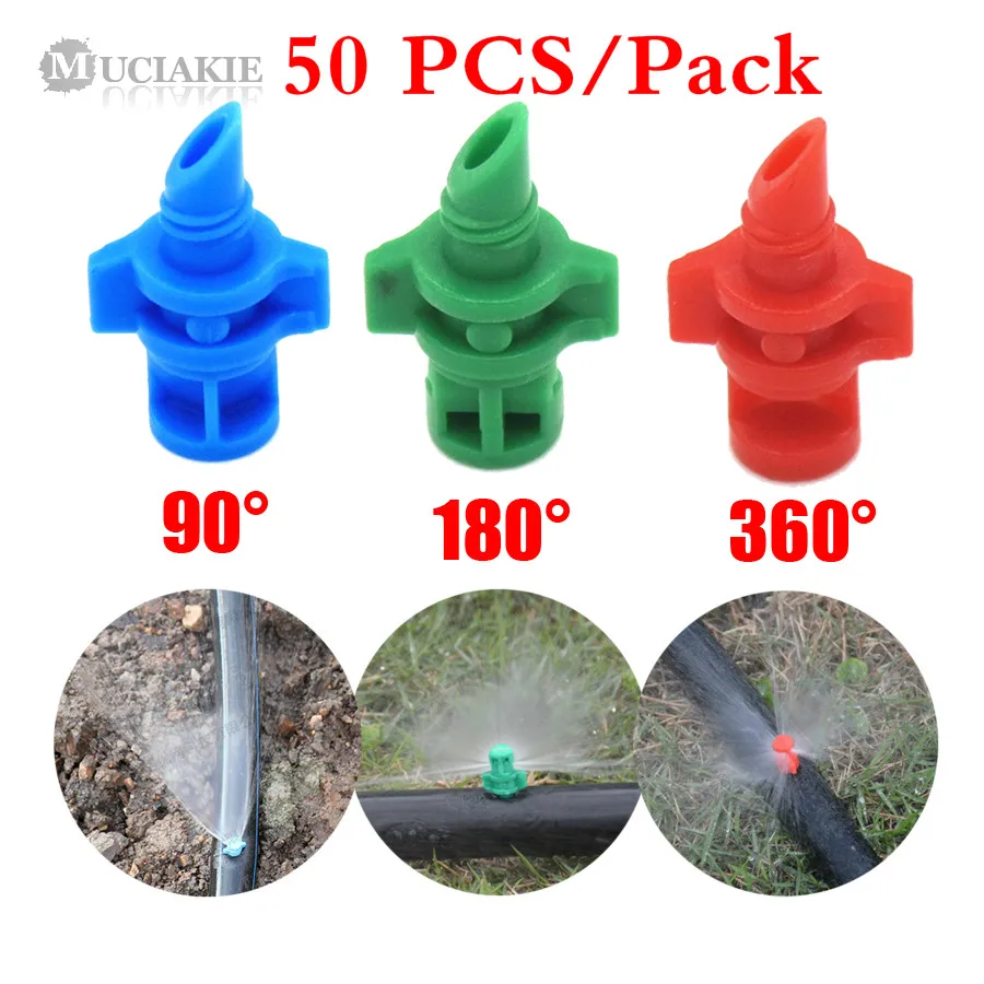 

50Pcs 90° 180° 360° Angle Simple Refraction Sprinkler Nozzle Head High Quality Garden Fruit Tree Irrigation Misting Nozzle