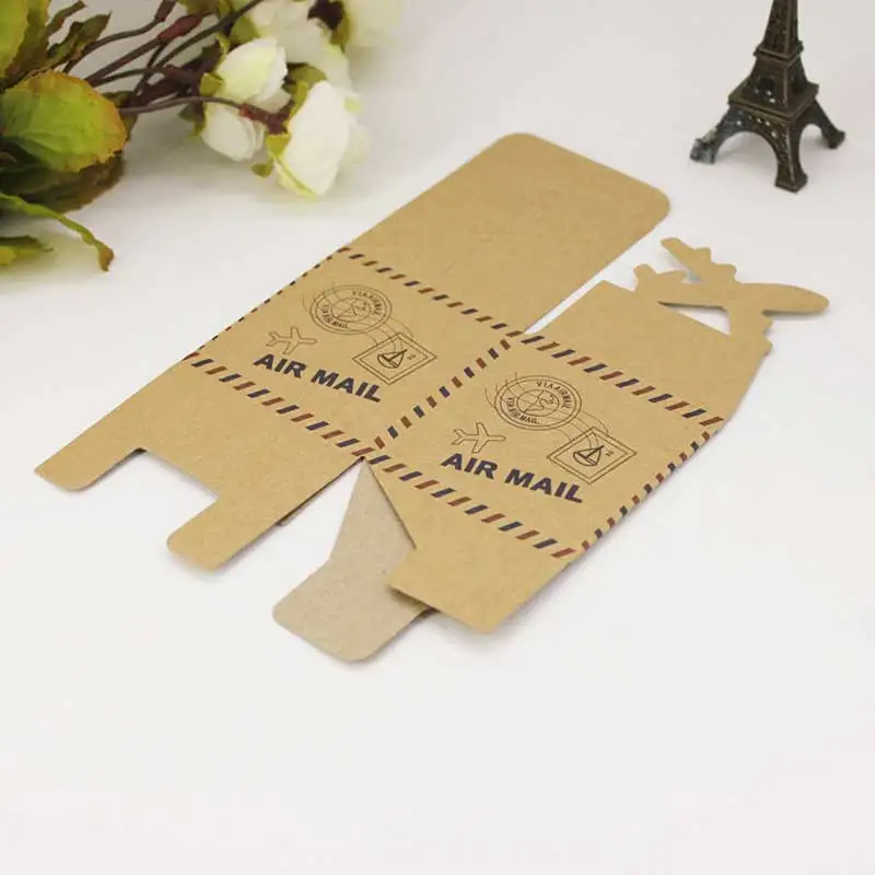 Конверт в виде самолета стиле ретро из крафт бумаги 10 шт.|Подарочные сумки и