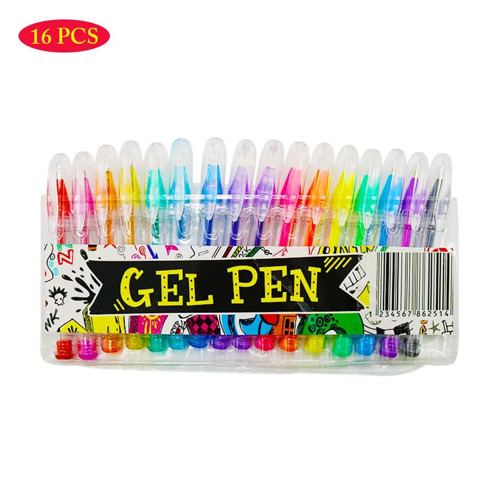 16 шт. Мини гелевые ручки с блестками ПВХ сумка многоцветная ручка для воды