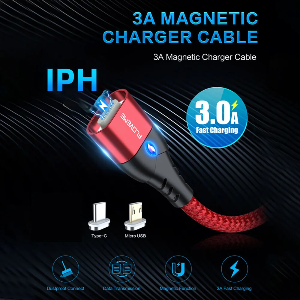 Магнитный зарядный usb-кабель FLOVEME Type-C 3 А для iPhone Samsung Xiaomi | Мобильные телефоны и