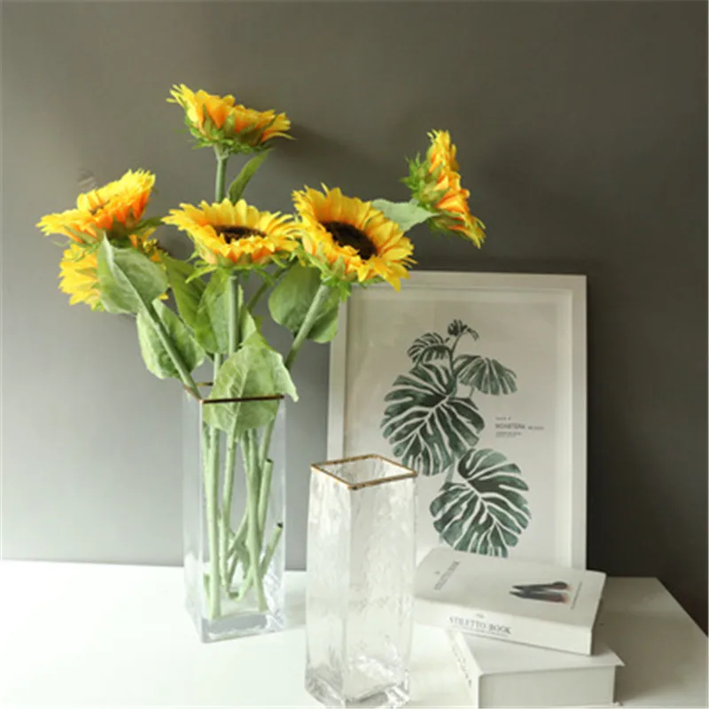 5 шт. Искусственные цветы 67 см с одной головкой желтого цвета изображением