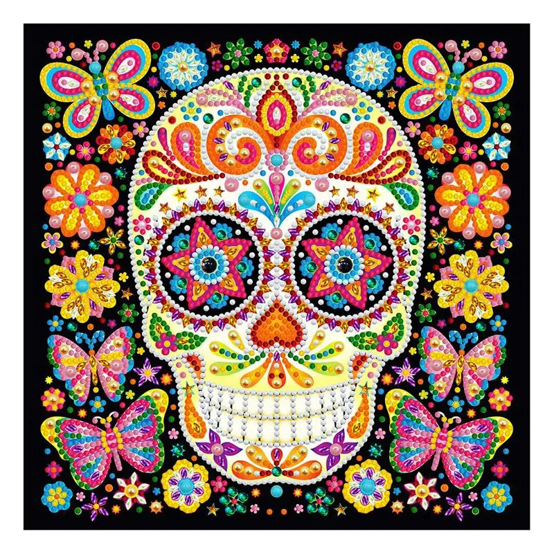 

DIY Светодиодная светящаяся алмазная живопись в форме животных, вышивка крестом, украшение для дома, цветок, череп