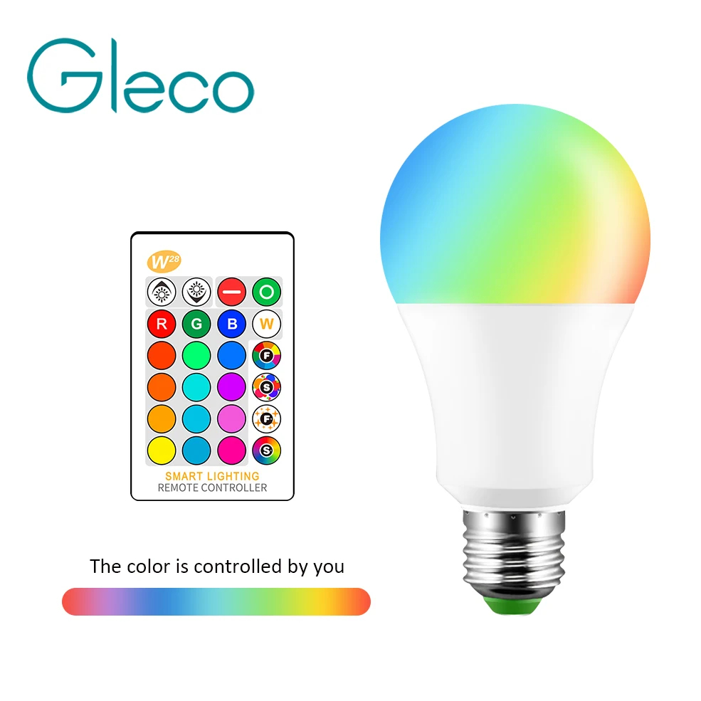 Светодиодные лампочки E27 RGB RGBW 5 Вт 10 15 110 В переменного тока 220 16 цветов сменные с 24