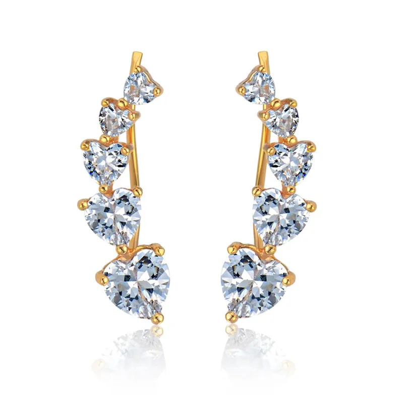 Манжета для ушей Золотое сердце зажимы без пирсинга женская