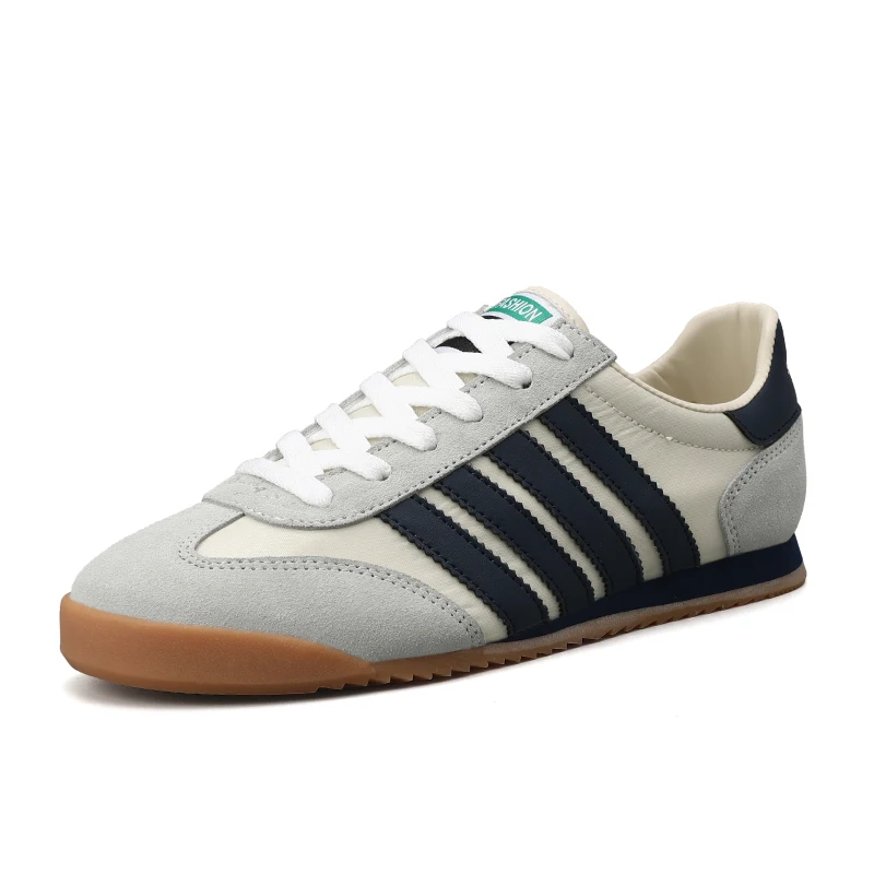 

Men's Flat Running Shoes Blue Stripe PU Sport Shoes for Male Lightweight Trainers Gym Shoes Men Sneakers size 39-44 1528s