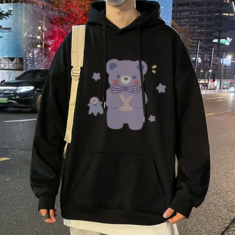 

Hoodies Catbear Print Oversized Hooded Sweatshirt Men Women Hip Hop Hoodie Classic Hoody Pullover Tops Clothes Couple Clothes
