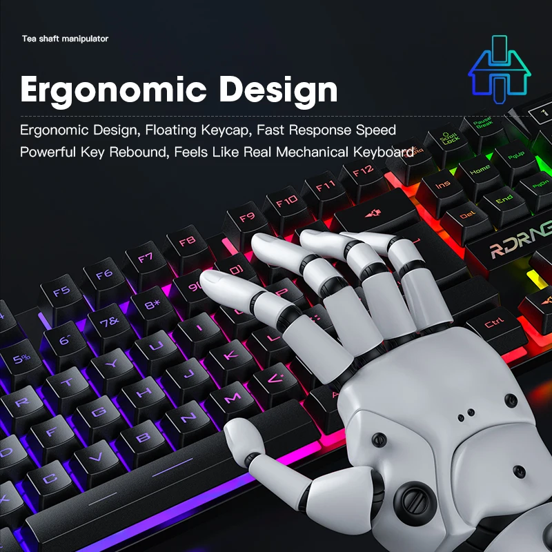 

New Gaming Keyboards and Mouse Wired Mechanical Feeling Keyboard Backlight Combo Mouse Kit PC Gamer for Computer Keycap Set