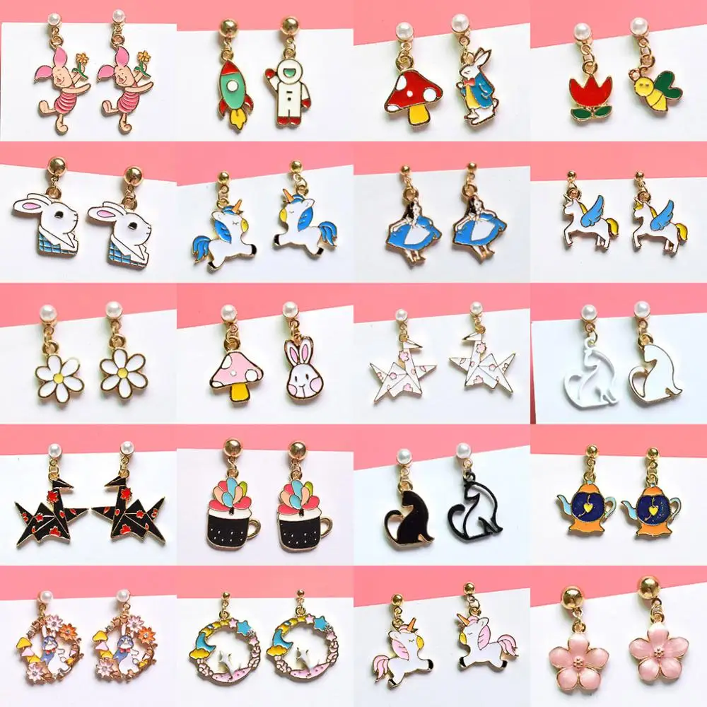 Женские серьги-гвоздики iMaySon асимметричные серьги с маленьким цветком