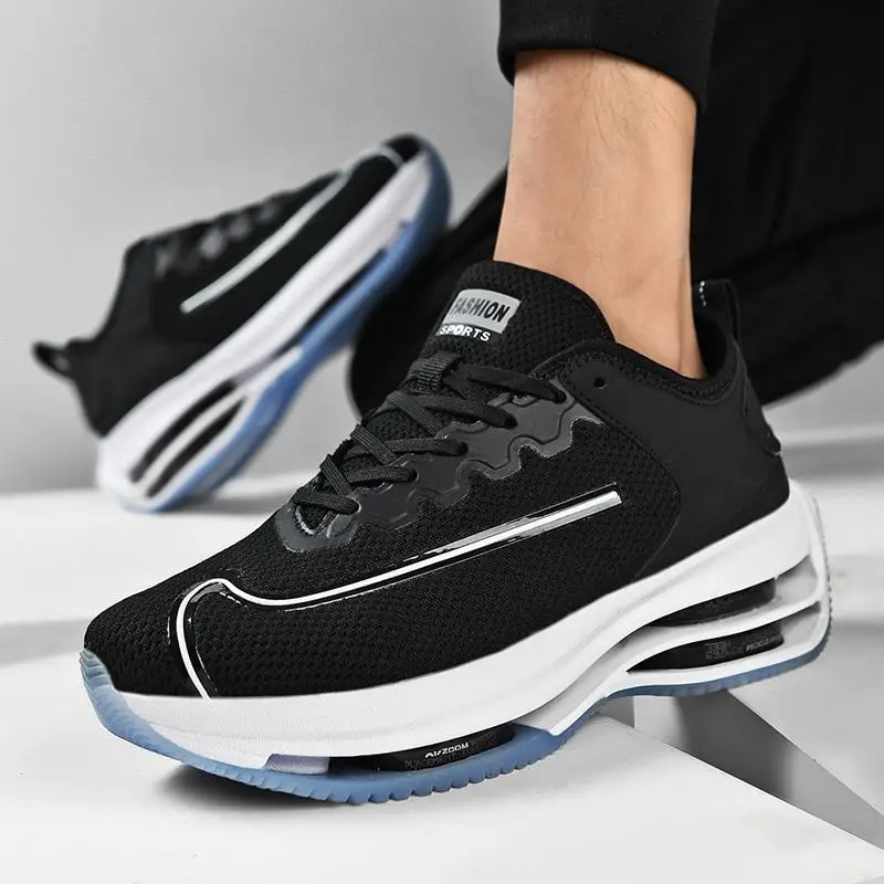 

New Men Shoes Double Air Cushion Sneakers Breathable Platform Trainers Female Height Increasing Running Shoes Height Increasing