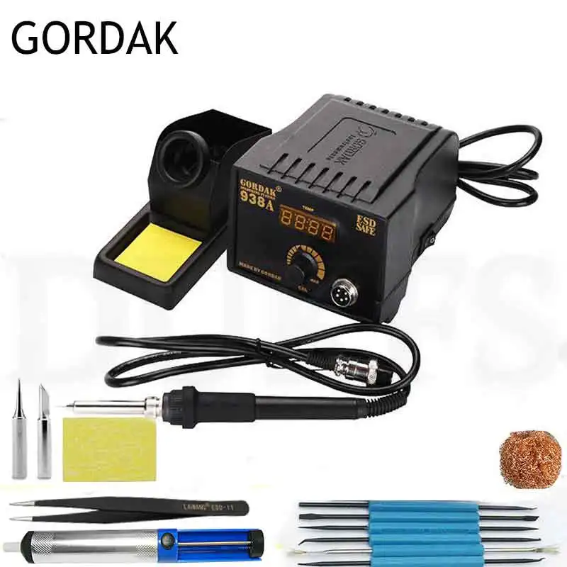 Gordak 938A ESD Безопасный светодиодный дисплей постоянная температура 60 Вт электронный паяльник Пинцет Припой провода сварочные инструменты - Цвет: B