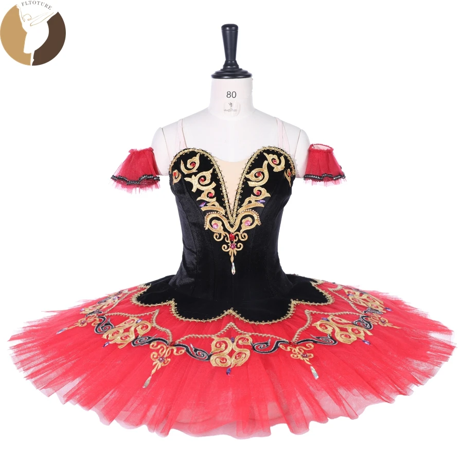 FLTOTURE/Женская балетная пачка красного и черного цветов бархатная ткань 12 слоев