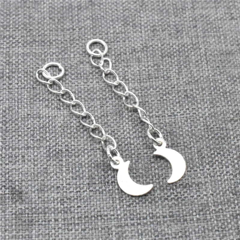 10 Pieces of 925 Sterling Silver Moon Extension Chains Extender for Bracelet Necklace