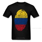 Футболка с флагом Колумбии и отпечатком пальца, мужские топы в полоску, уникальная летняя футболка, хлопковые футболки, женская одежда черного цвета